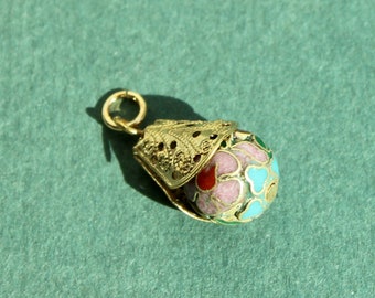 Vintage Floral Cloisonné Charm - Vintage Cloisonné Charm - Vintage Floral Drop Charm