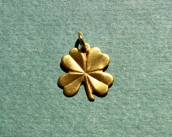 Four Leaf Clover Charm - Lucky Shamrock Charm - Brass Clover Charm