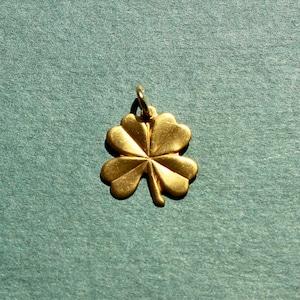 Four Leaf Clover Charm - Lucky Shamrock Charm - Brass Clover Charm