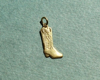 Mini Boot Charm - Brass Cowboy Boot Charm - Western Cowboy Boot Charm