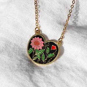 Vintage Floral Cloisonné Pendant Necklace