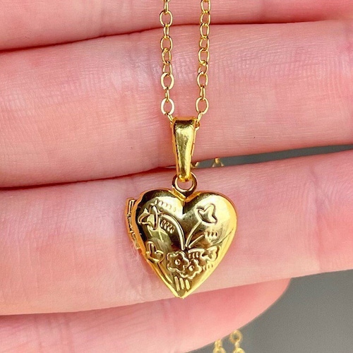 Gold Plated Heart Locket Pendant Necklace Etsy