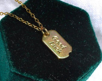 Gold Good Luck Tag Necklace