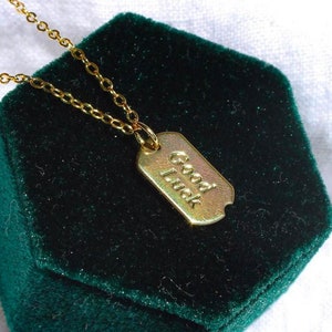 Gold Good Luck Tag Necklace
