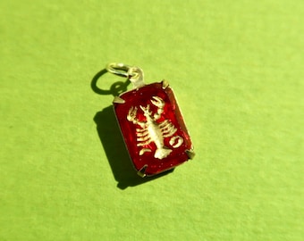 Vintage Cancer Zodiac Charm - Vintage German Intaglio Zodiac Charm - Astrology Cancer Zodiac Pendant