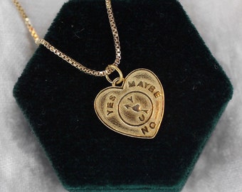 Gold Plated Yes No Maybe Heart Necklace