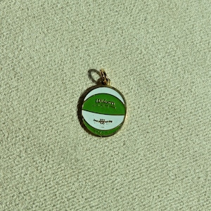 Vintage Basketball Charm - Vintage White and Green Wilson Basketball Charm with Loop