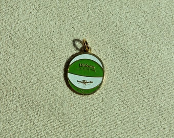 Vintage Basketball Charm - Vintage White and Green Wilson Basketball Charm with Loop