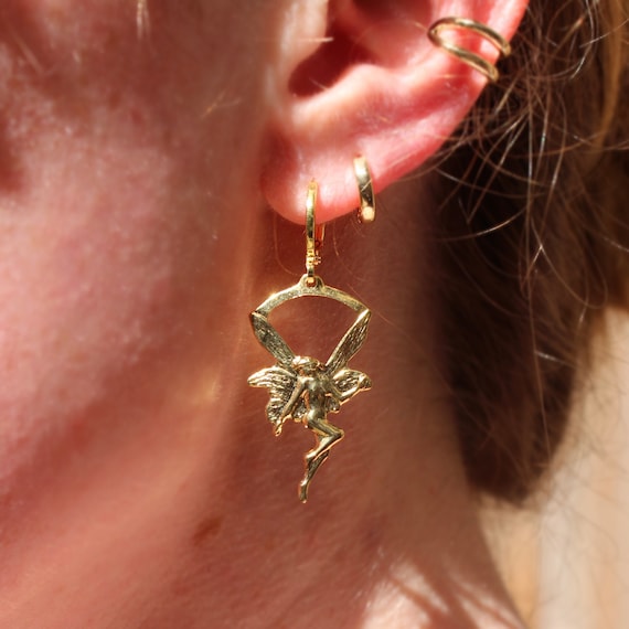 Buy Gold Fairy Hoops Fairy Drop Earrings Gold Plated Fairy