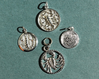 Vintage Sterling Silver Scorpio Zodiac Charm - Mystical Astrology Pendant - Vintage Jewelry - Funky Vintage Zodiac