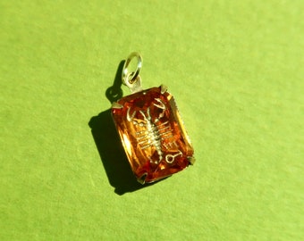 Vintage Scorpio Zodiac Charm - Vintage German Intaglio Zodiac Charm - Astrology Scorpio Zodiac Pendant