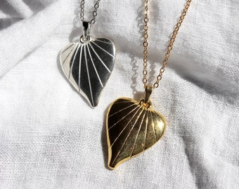 Collar vintage con corazón hinchado - Collar vintage con corazón hinchado de plata - Collar vintage con corazón hinchado de oro