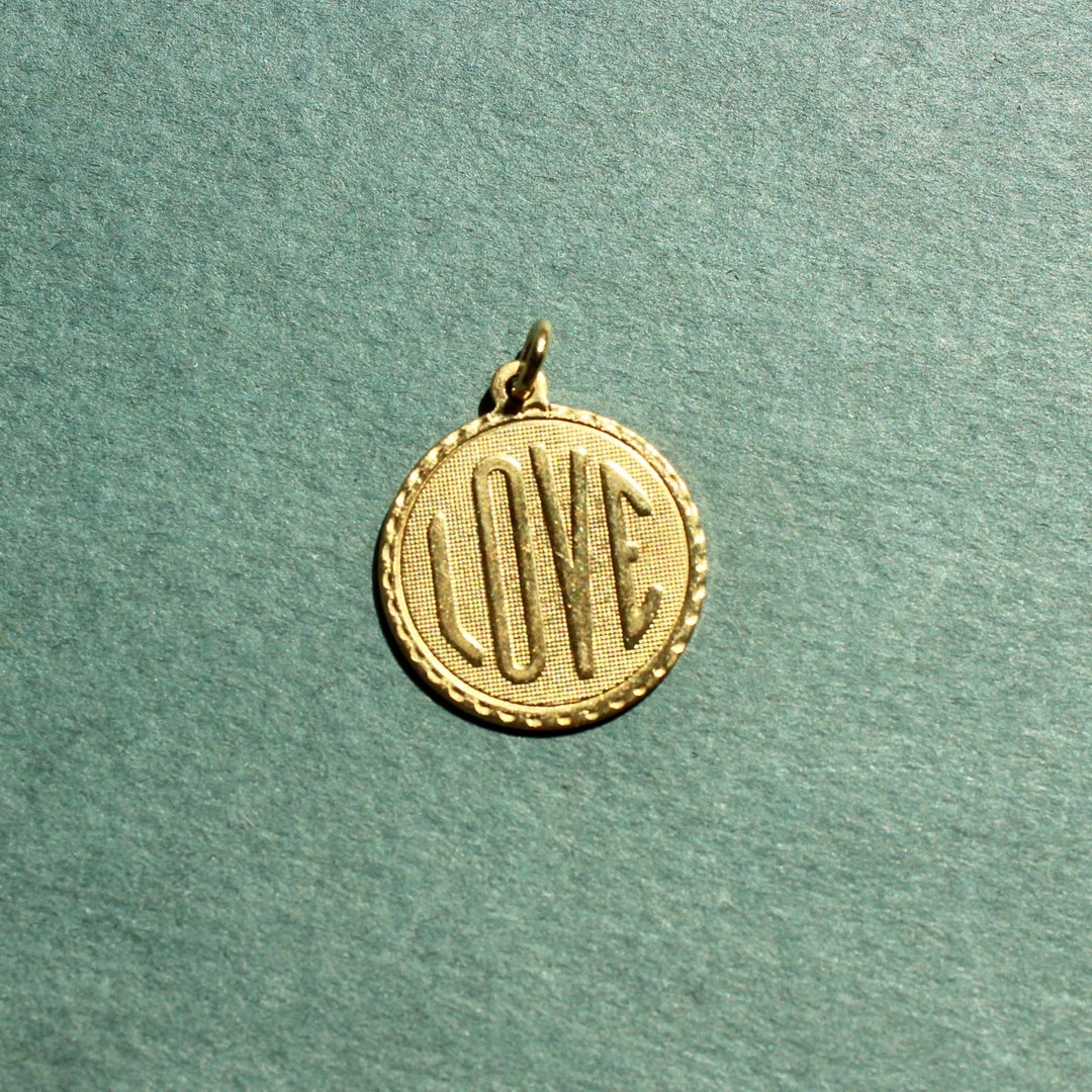 Vintage Love Circle Charm Vintage Brass Charm Vintage Charm Etsy