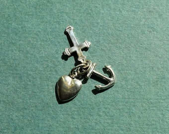 Vintage Faith Love and Hope Sterling Silver Charm - Vintage Sterling Silver Charms