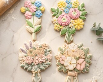 Wildflower Mom Bouquet Quartet Cookie Cutter Set 3D Printed Bundle