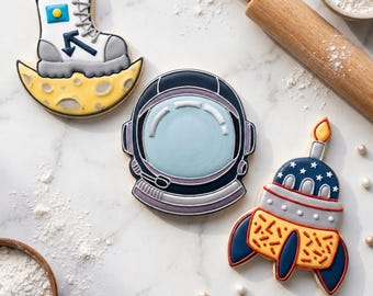 Astronaut Space Birthday Trio Cookie Cutter Set 3D Printed Bundle