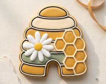 Bee Skep Flower Cookie Cutter, 3D Printed Food Theme Cutter