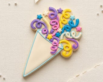 Party Streamer Cone Cookie Cutter, 3D Printed Birthday Party Cutter