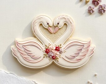 Romantic Swan Pair Cookie Cutter, 3D Printed Valentine Favor