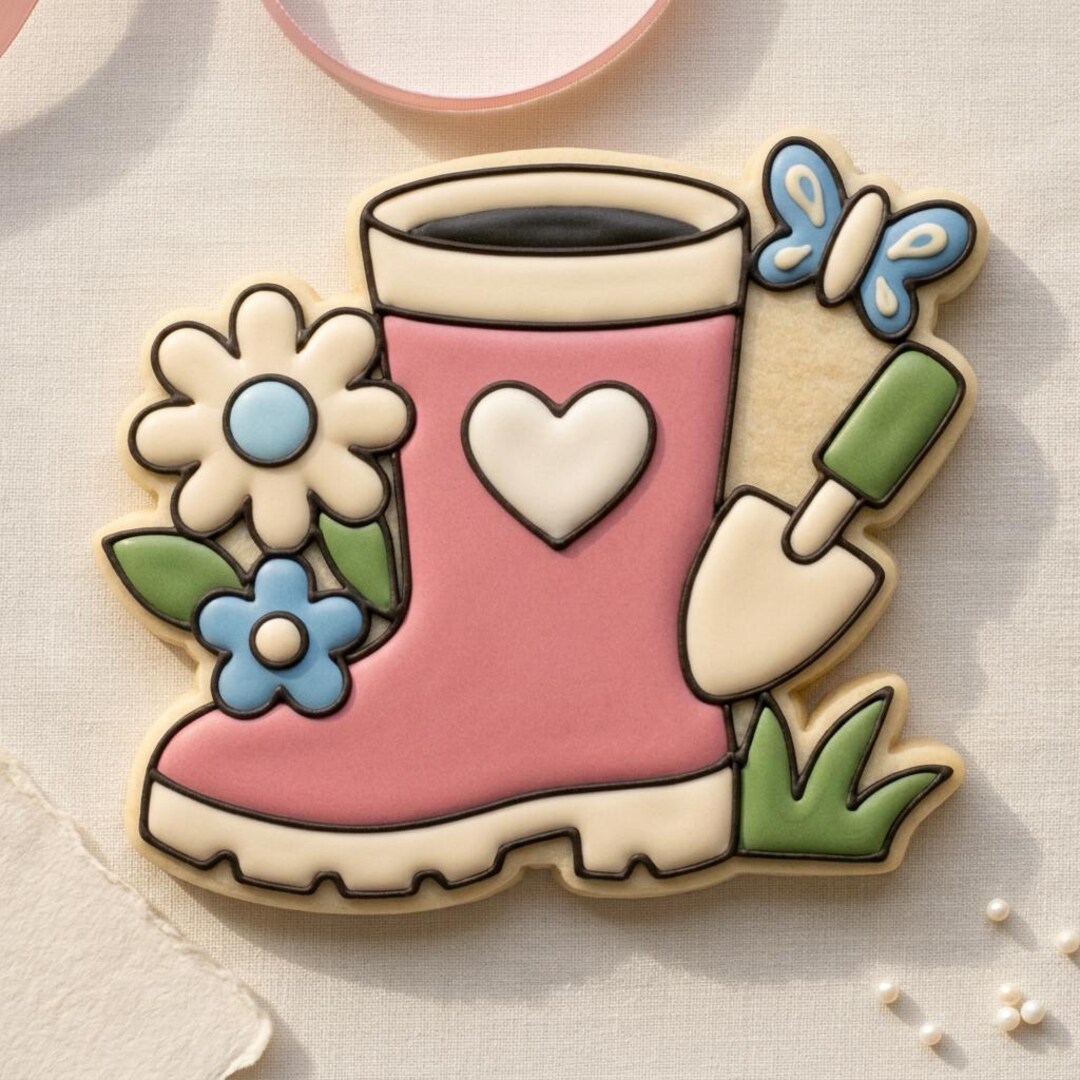 Garden Boot Cookie Cutter With Flowers for Spring Cookies - Etsy