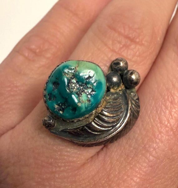 Sterling Silver Double Turquoise Ring – Split Sha… - image 1