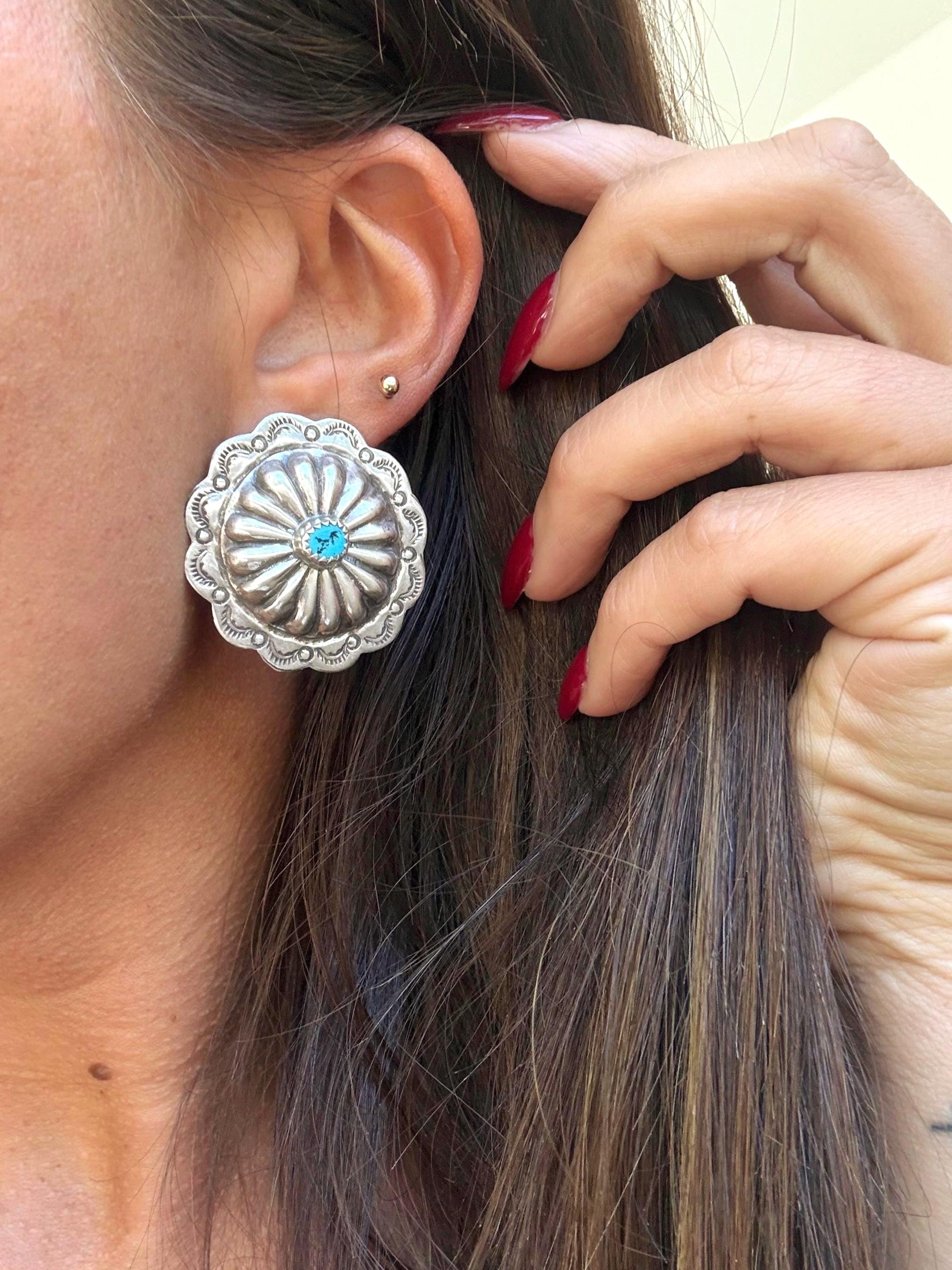 Turquoise Concho Earrings - Etsy