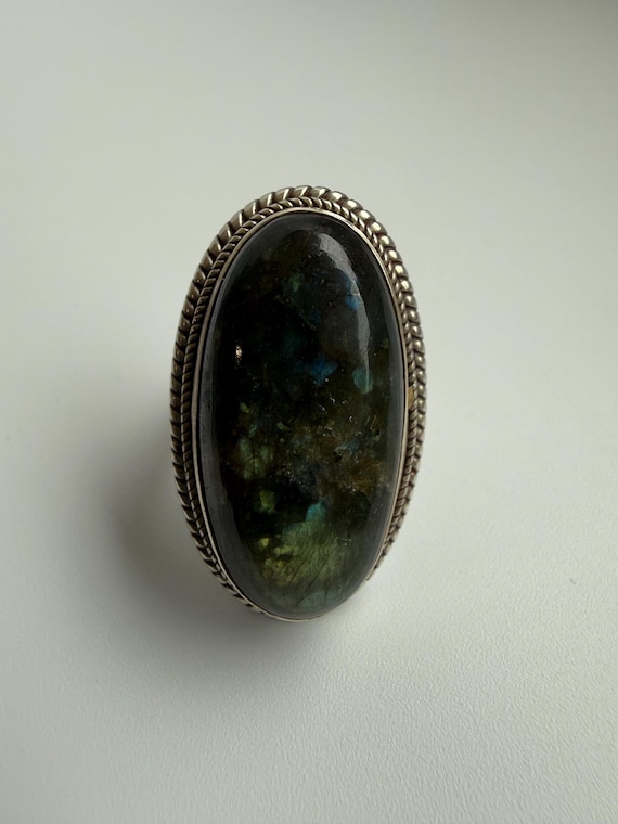 Massive Blue Flash Labradorite Statement Ring – S… - image 7