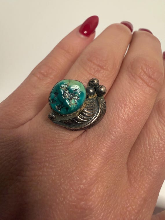 Sterling Silver Double Turquoise Ring – Split Sha… - image 1