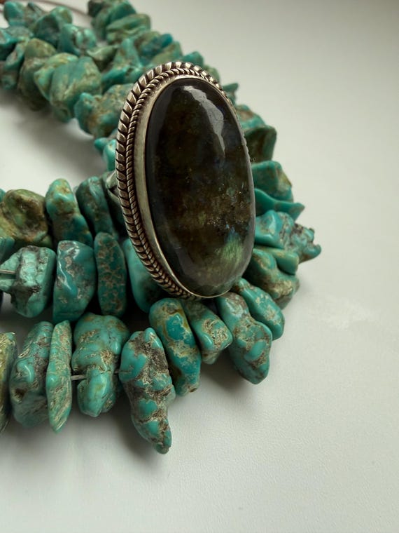 Massive Blue Flash Labradorite Statement Ring – S… - image 1