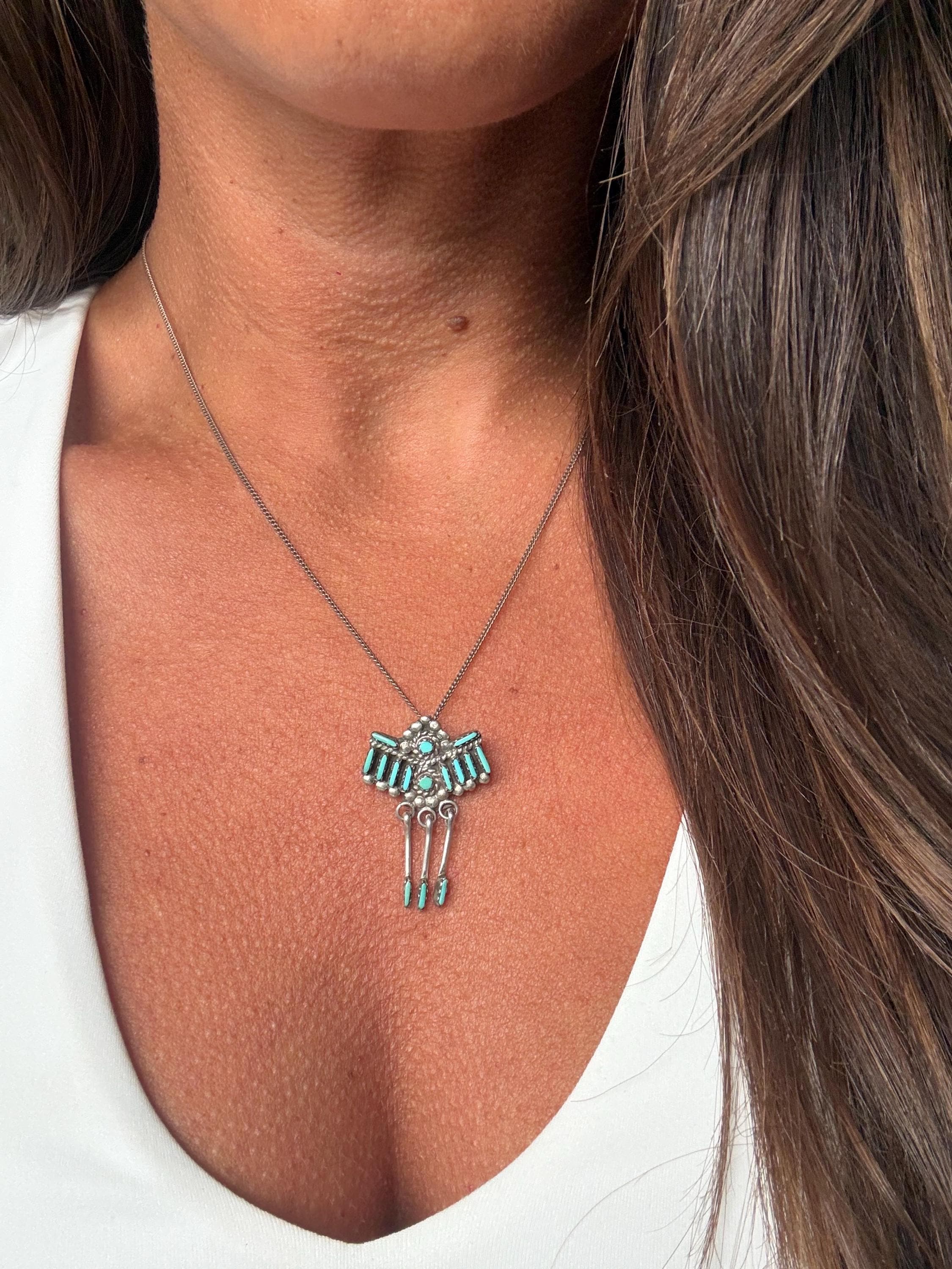 Turquoise Needlepoint Pendant - Etsy