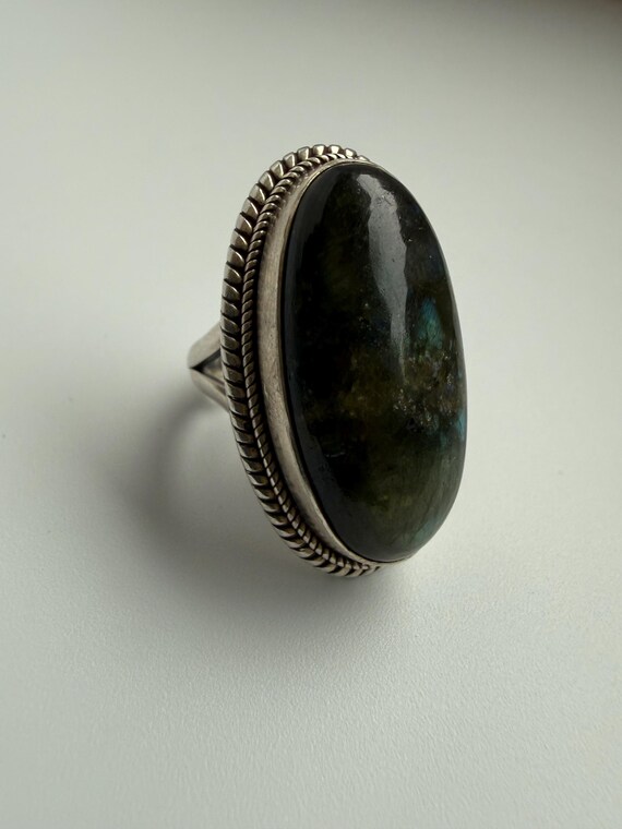 Massive Blue Flash Labradorite Statement Ring – S… - image 4