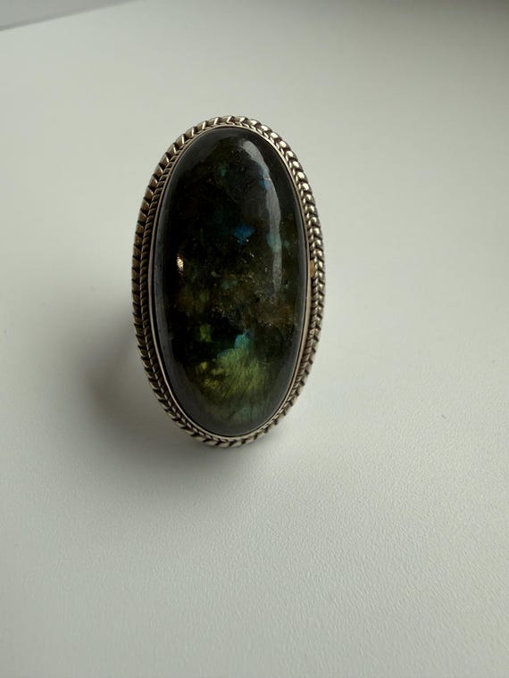 Massive Blue Flash Labradorite Statement Ring – S… - image 6