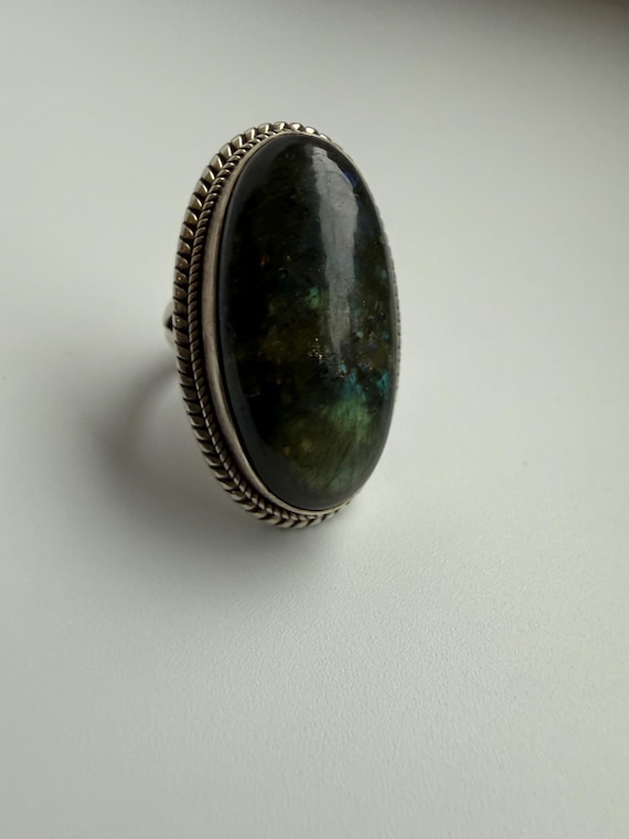Massive Blue Flash Labradorite Statement Ring – S… - image 3