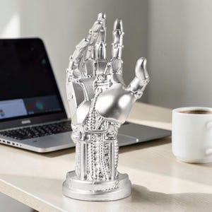 Futuristic Robotic Hand Sculpture | Cyberpunk Desk Decor | AI Inspired Art,Game Controller Stand