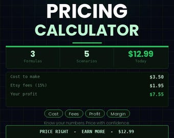 Digital Product Pricing Calculator for Etsy Sellers (PDF Download)