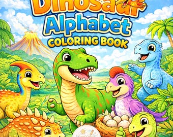 Dinosaur Alphabet Coloring Book | A-Z ABC Learning Activity (Digital Download)