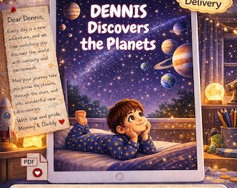 Personalized Space Adventure Storybook | Kids Planets Discovery (Digital Download)