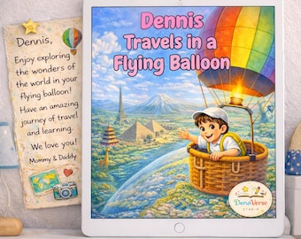 Personalized Flying Balloon Adventure Storybook | Custom Travel Story (Digital Download)