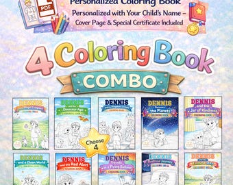 Personalized Coloring Book Bundle for Kids – Choose 4 | Printable Activity Book