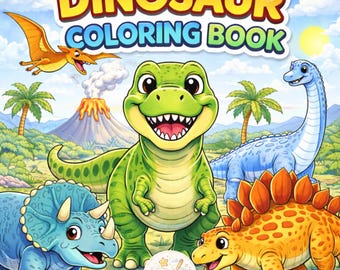 Dinosaur Coloring Book for Kids | 30 Printable Pages (Digital Download)