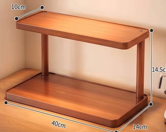 Meerlaags houten opbergrek, vrijstaande plankorganizer voor thuis, L-vormig of gelaagd houten displayrek, decoratie voor keuken en slaapkamer