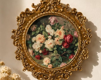 Vintage Gold Photo Frame, Ornate Resin Picture Frame for Table Display, Floral Baroque Home Decor, Gift for Her, Small Antique Decor