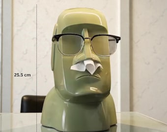 Moai Stone Statue, Tissue Box Holder, Earphone Stand, Multifunctional Home Decor Ornament, Decorative Moai Sculpture