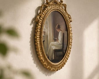 Vintage Gold Picture Frame, Ornate Oval Photo Frame for Home Decoration, Antique Style Table Decor, Baroque Home Decoration Display