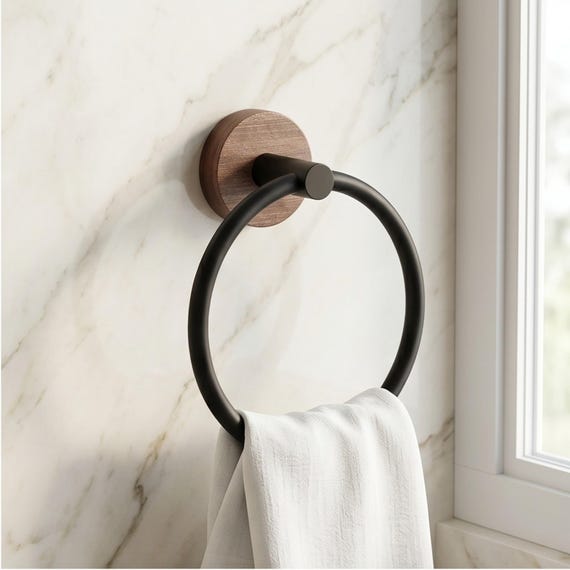 Bathroom Towel Holder, Washroom Decor Towel Ring, Wall Mounted Towel Holder, Modern Bathroom Organizer, Minimal Bathroom Decor