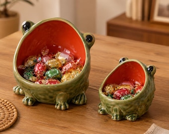 Ceramic Frog Candy Dish, Big Mouth Frog Storage Bowl, Frog Shaped Trinket Dish, Key Bowl Home Decor, Frog Lover Gift, Quirky Kitchen Decor
