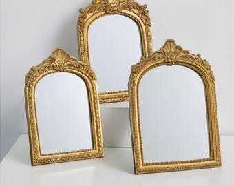 Gold Vintage Mirror Decor, Aesthetic Gold Mirror For Home, Vintage Table Mirror Decor, Decorative Vanity Mirror, Aesthetic Room Mirror