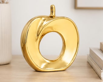 Appelornament in goud en zilver, luxe keramische appeldecoratie, woondecoratiecadeau, fruitornament, woonkamerdecoratie, luxe decoratie