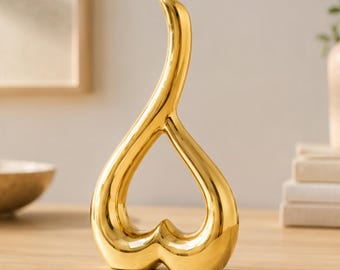 Hartvormig ornament in goud en zilver, luxe keramisch hart voor huisdecoratie, decoratief hart in goud en zilver, accentcadeau voor de woonkamer