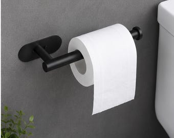 Toilet Paper Holder, Stainless Steel Wall Mounted Bathroom Roll Holder, Silver and Black Finish, Modern Bathroom Accessory, Home Decor